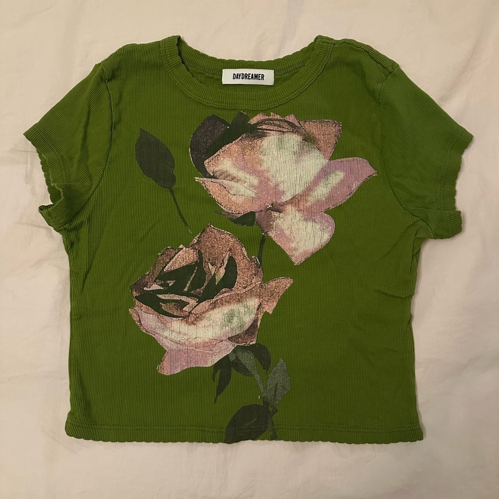Daydreamer Olive Rose Baby Tee